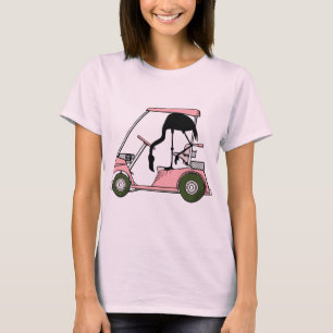 T-shirt Thème de golf amusant Chariot de golf Flamant Cadd