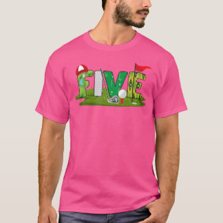 T-shirt Thème de golf pour 5 ans Fête d'anniversaire Enfan