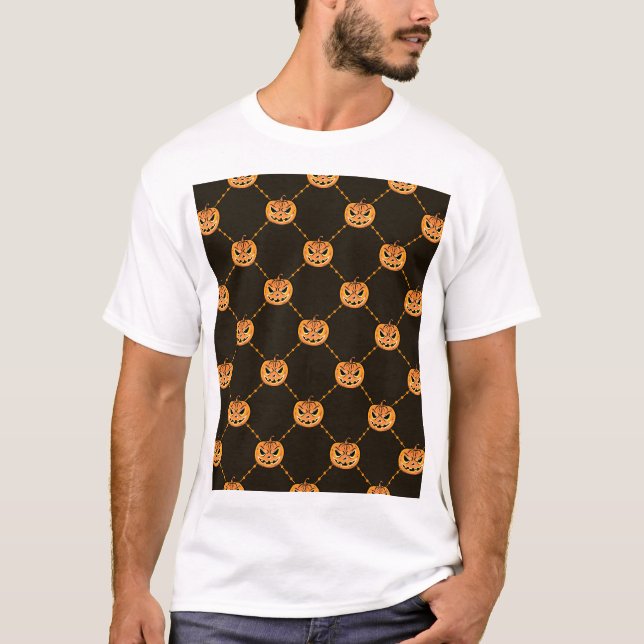 T-shirt Thème de la fête d'Halloween citrouille. (Devant)