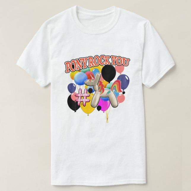 T-shirt Thème de la fête du ballon de discoball de poney d (Design devant)