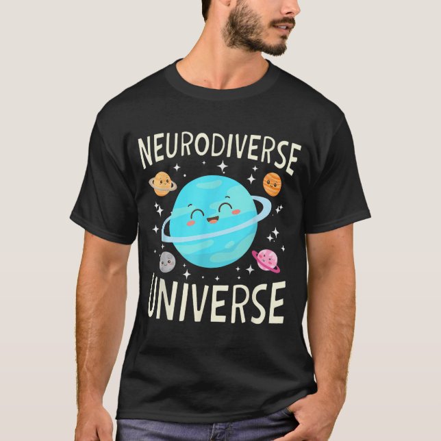 T-shirt Thème de l'espace de la planète neurodiverse galax (Devant)