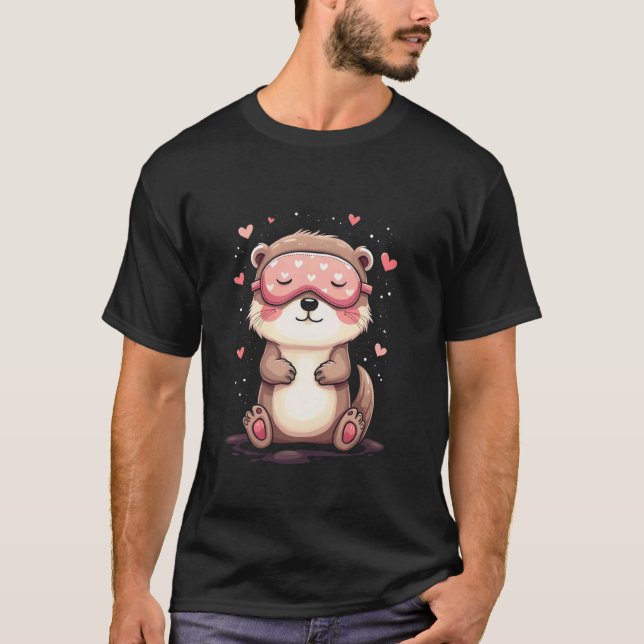 T-shirt Thème de loutre mignonne endormie (Devant)