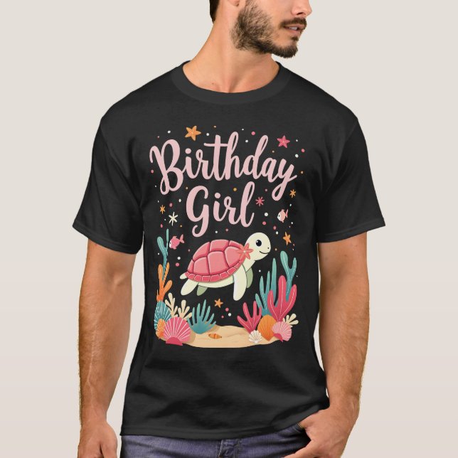 T-shirt Thème de Tortue de Mer pour Fille d'Anniversaire F (Devant)