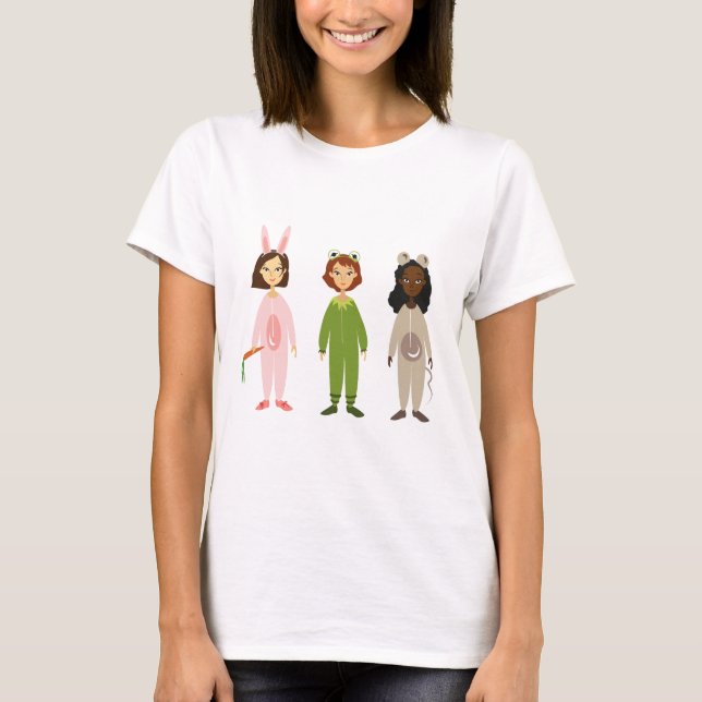 T-shirt Thème des amies en pyjama pour filles mignonnes (Devant)