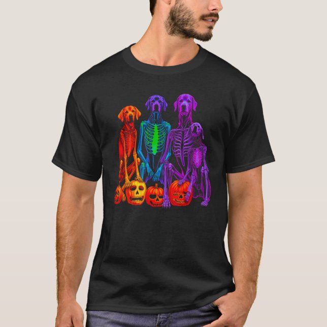 T-shirt Thème d'Halloween Squelette Labrador Retriever Pop (Devant)