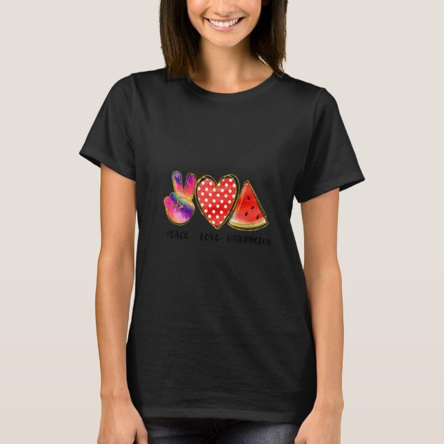 T-shirt Thème graphique de pastèque Peace Love (Devant)