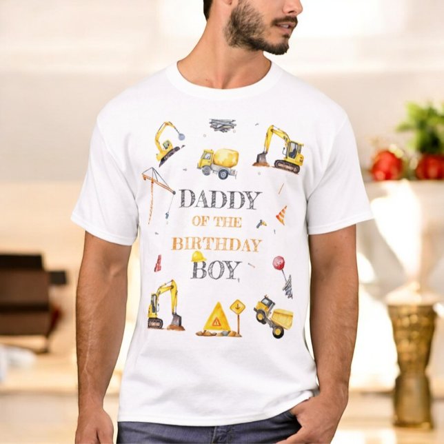 T-shirt Thème Jaune Construction Garçon Anniversaire Papa (Créateur téléchargé)