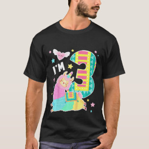 T-shirt Thème Lama Anniversaire Enfants Je Suis Fille 3 An