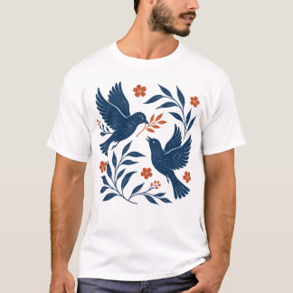 T-shirt Thème oiseau Rétro Botanique Oiseaux Boho Vintage