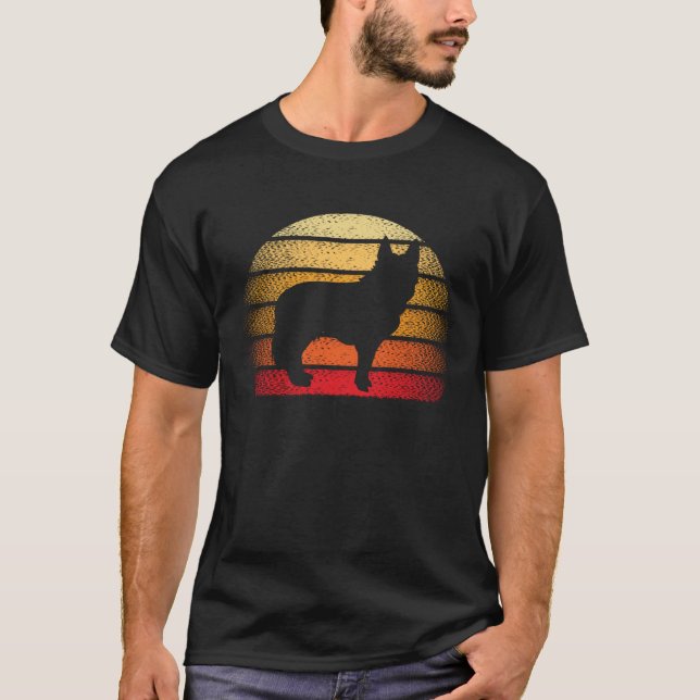 T-shirt Thème Retro Sunset German Shepherd Dog (Devant)
