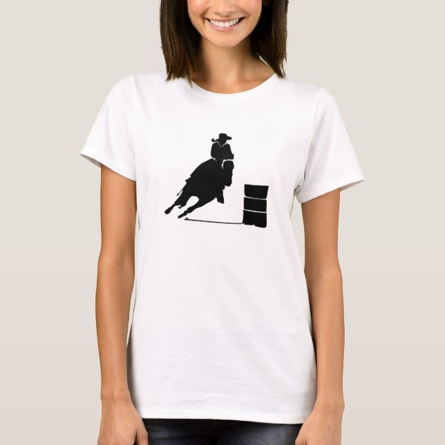 T-shirt Thème Rodéo Cowgirl Barrel Racine Silhouette (Devant)