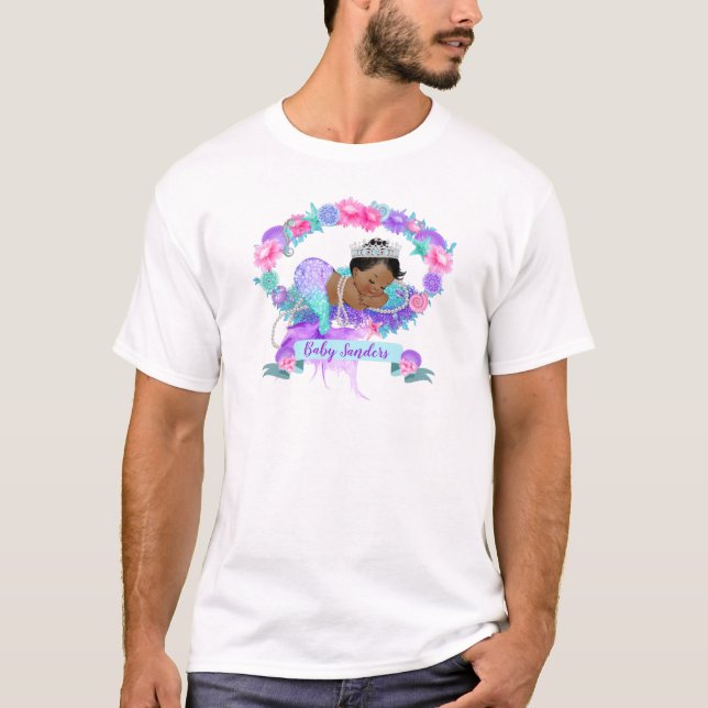 T-shirt Thème Sirène Endormie Rose Violet Turquoise (Devant)