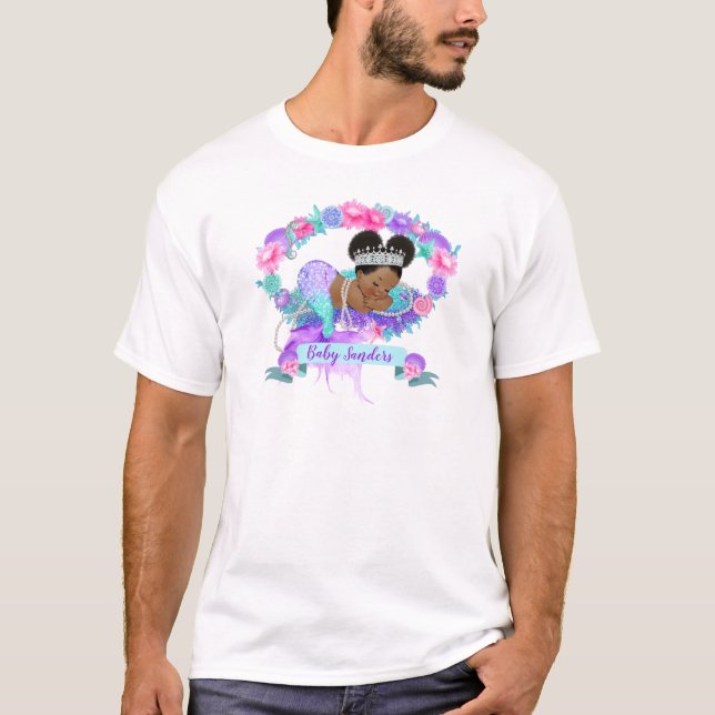 T-shirt Thème Sirène Endormie Rose Violet Turquoise (Devant)