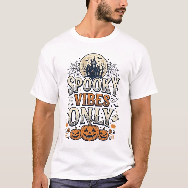 T-shirt Thèmes effrayants pour Halloween Citrouille Fantôm (Devant)