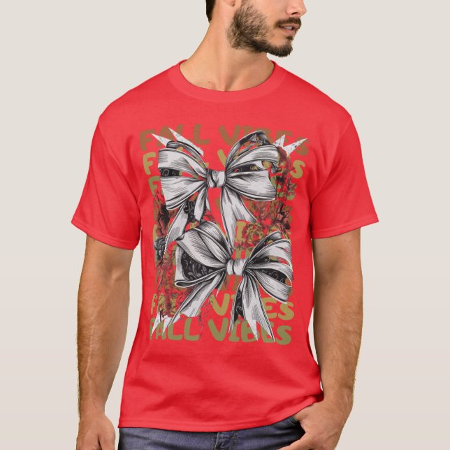 T-shirt Thèmes floraux coquets d'automne Rétro bow (Devant)
