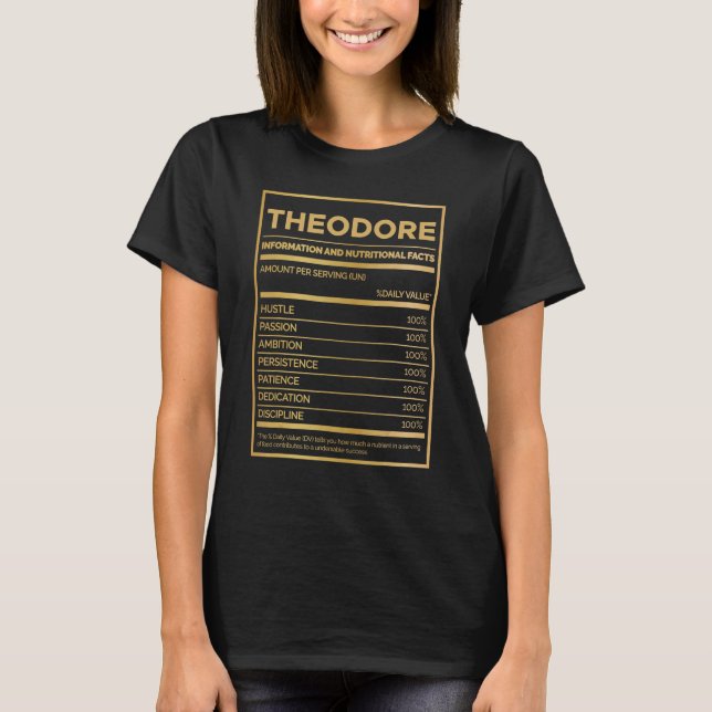 T-shirt Theodore Nutrition Information Quantité Par Servic (Devant)