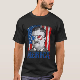 T-shirt Theodore Roosevelt 4 juillet Hommes Usa Drapeau Me