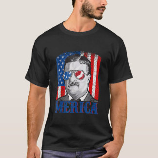 T-shirt Theodore Roosevelt 4 juillet Hommes Usa Drapeau Me