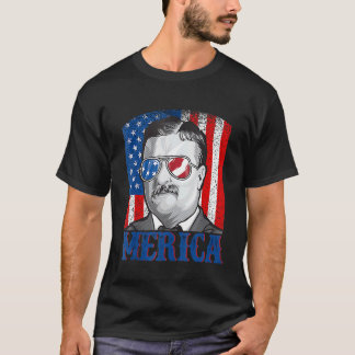 T-shirt Theodore Roosevelt 4 juillet Hommes Usa Drapeau Me
