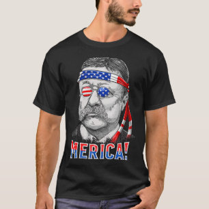 T-shirt Theodore Roosevelt Merica 4 juillet Hommes États-U