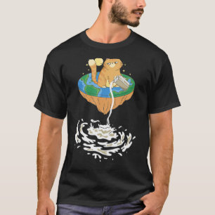 T-shirt Théorie de la Terre plate Voie Lactée Chat Enseign