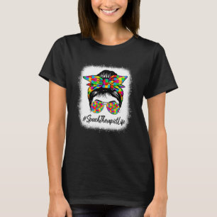 T-shirt Thérapeute de la parole Messy Bun soutenant Autism