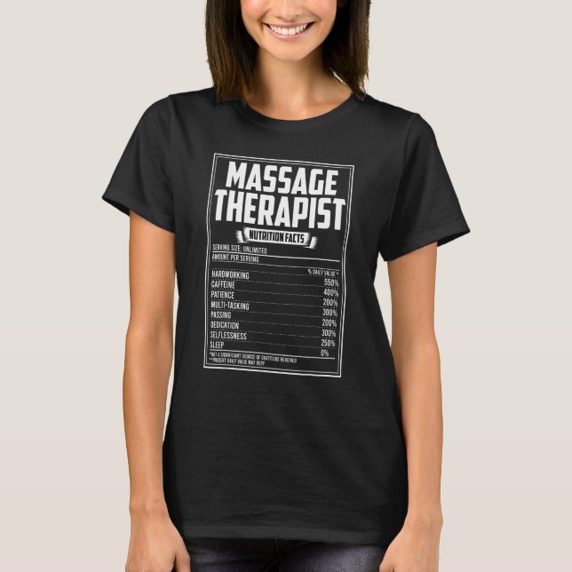 T-shirt Thérapeute de massage Nutrition Facts (Devant)