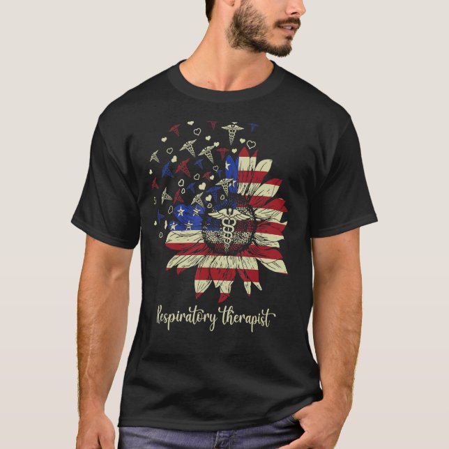T-shirt Thérapeute respiratoire Drapeau américain Nurs de  (Devant)