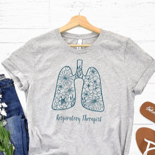 T-shirt Thérapeute Respiratoire Floral Bleu