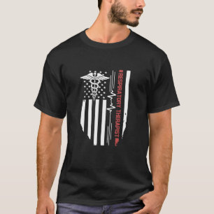 T-shirt Thérapeute respiratoire RT Heartbeat Flag American