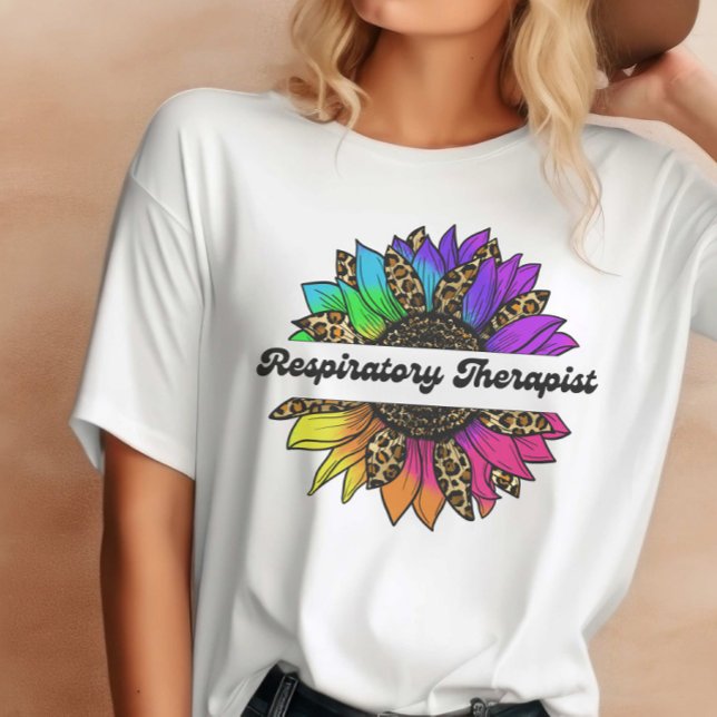 T-shirt Thérapeute respiratoire Tournesol arc-en-ciel (Respiratory Therapist Rainbow Sunflower T-Shirt
)
