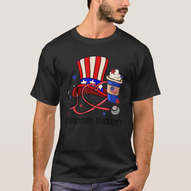 T-shirt Thérapeute respiratoire Usa Cup Oncle Sam Casquett (Devant)