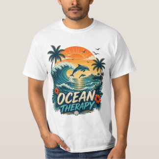 T-shirt Thérapie Océanique | Plage Tropicale Rétro & Dauph