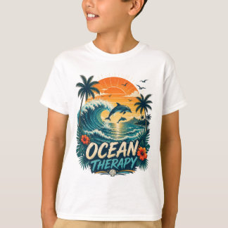 T-shirt Thérapie Océanique | Plage Tropicale Rétro & Dauph