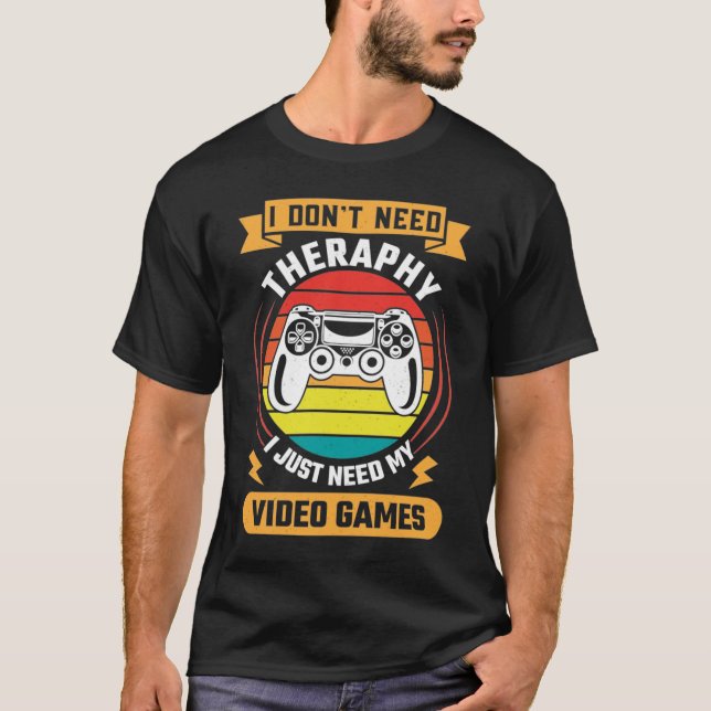 T-shirt Thérapie vs Jeux Vidéo, Amusant Joueur Vidéo, Jeu (Devant)