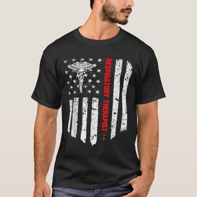 T-shirt Thérapiste respiratoire Américain Drapeau Patrioti (Devant)
