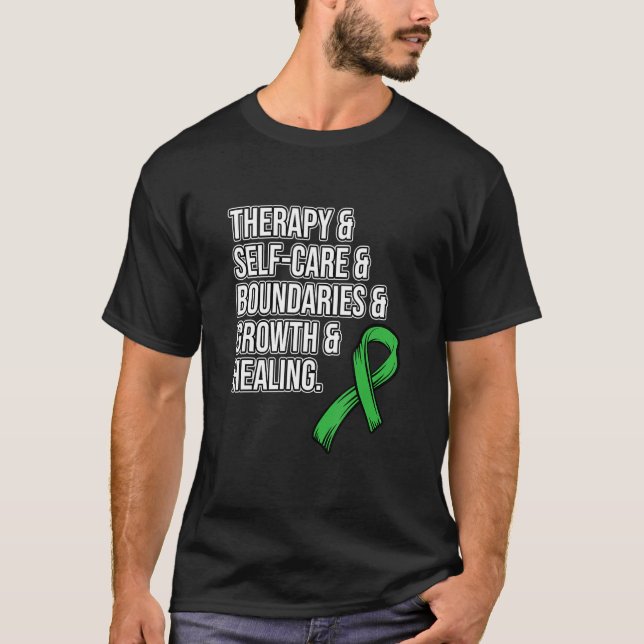 T-shirt Therapy Self Care Mental Health Awareness Green Gr (Devant)