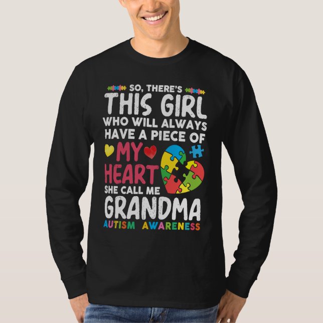 T-shirt There's This Girl She Calls Me Grandma Autism Awar (Devant)