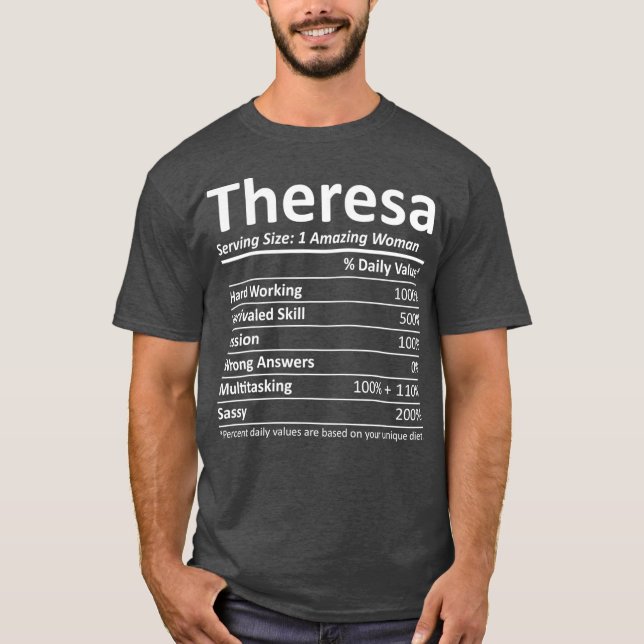 T-shirt THERESA Nutrition Nom personnalisé Drôle cadeau (Devant)