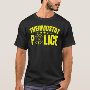 T-shirt Thermostat Police Papa Fête des pères Ligne bleue