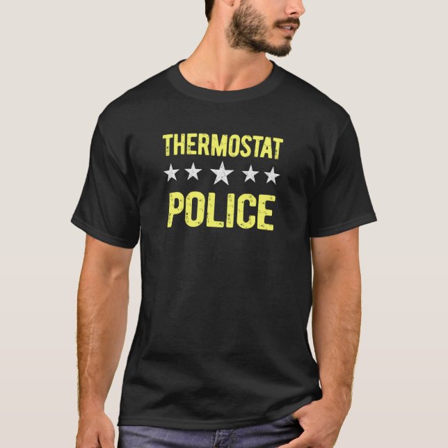 T-shirt Thermostat Police Papa Maman Jeu De Plaisanterie P (Devant)