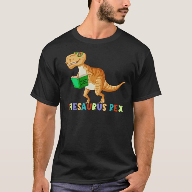 T-shirt Thesaurus Rex Lecture Trex Dino Premier Jour De Sc (Devant)