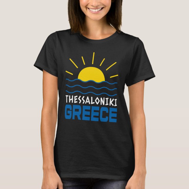 T-shirt Thessalonique Grèce Sunshine And Sea Waves Femmes (Devant)