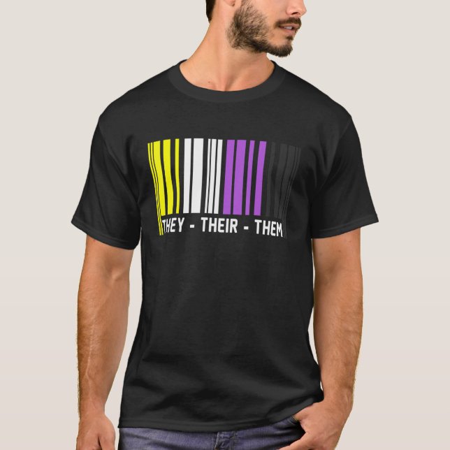 T-shirt They Their Them Barcode Non Binary Flag Agender Pr (Devant)