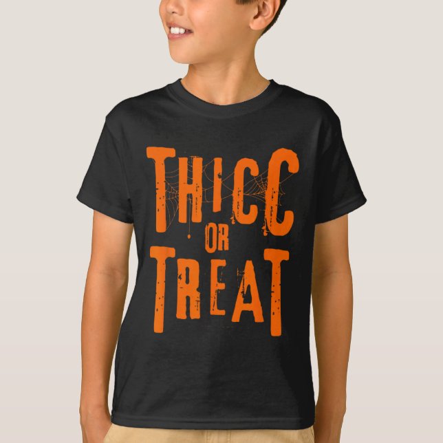 T-shirt Thicc Ou Traiter Drôle Halloween Entraînement Fitn (Devant)