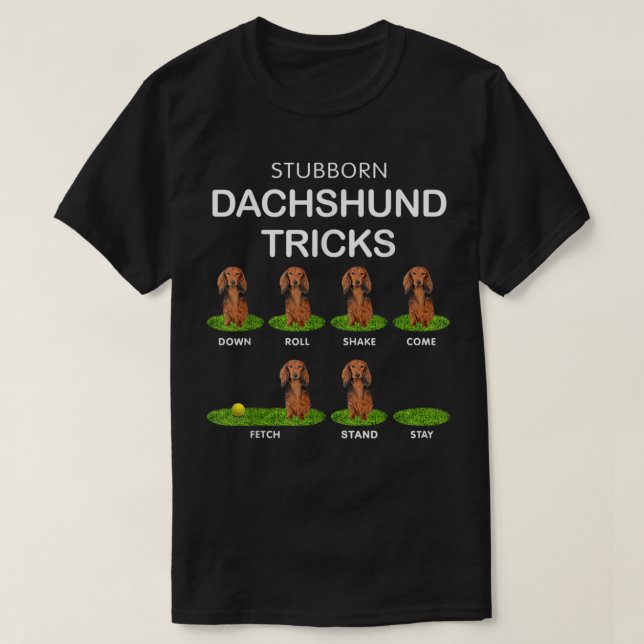 T-shirt Thick Headed Dog - Funny Long Hair Dachshund for C (Design devant)