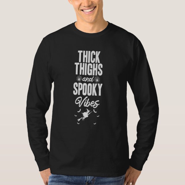 T-shirt Thick Thighs And Spooky Vibes Halloween Costume Pa (Devant)