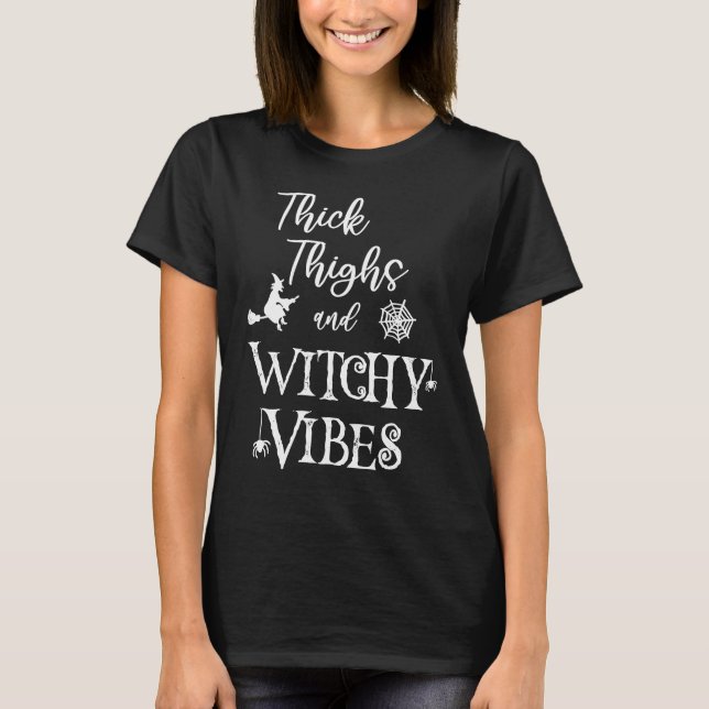 T-shirt Thick Thighs and Witchy Vibes  Halloween Gym Worko (Devant)