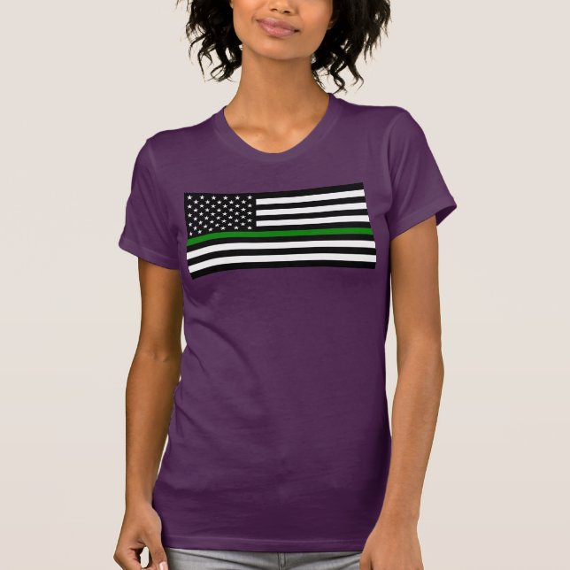 T-shirt Thin Green Line Military & Veterans American Flag (Devant)