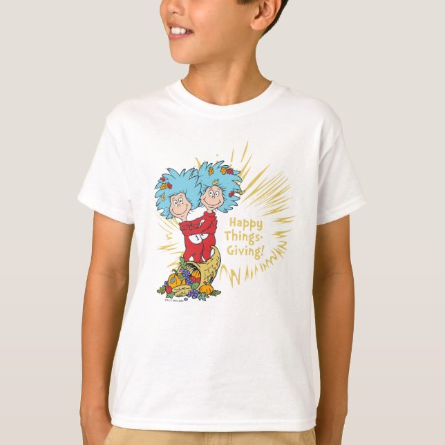 T-shirt Thing One Thing Two Happy Things-Giving! (Devant)